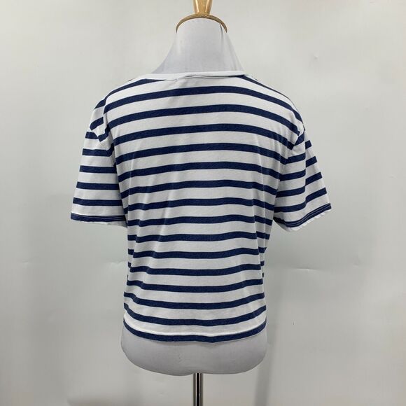 Splendid Shirt Womens Extra Large Knotted Twist Striped Cropped Short Sleeve Tee - Picture 6 of 13